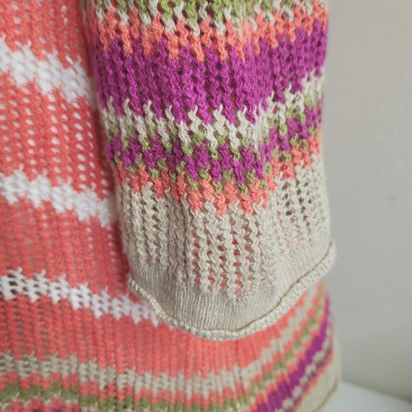 Tommy Bahama Medium Knit Top women stretch keyhole drawstring tie sheer linen - Picture 8 of 11